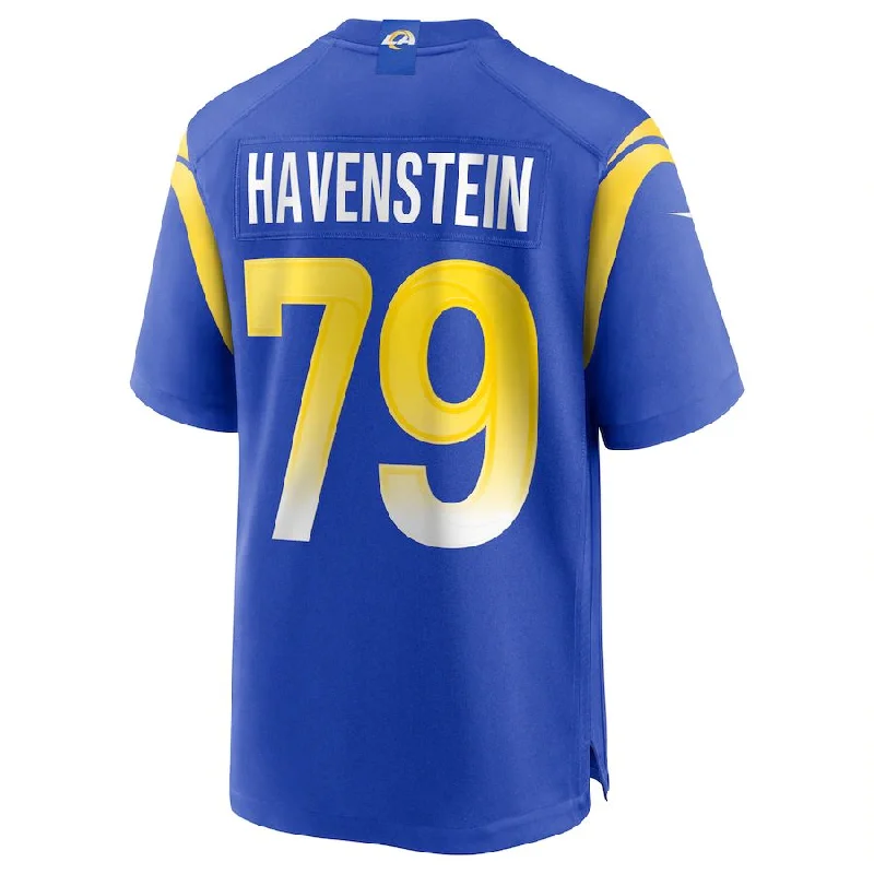 Rugby Jersey for Fun Rugby Game-Day Apparel-LA.Rams #79 Rob Havenstein Royal Game Jersey Stitched American Football Jerseys