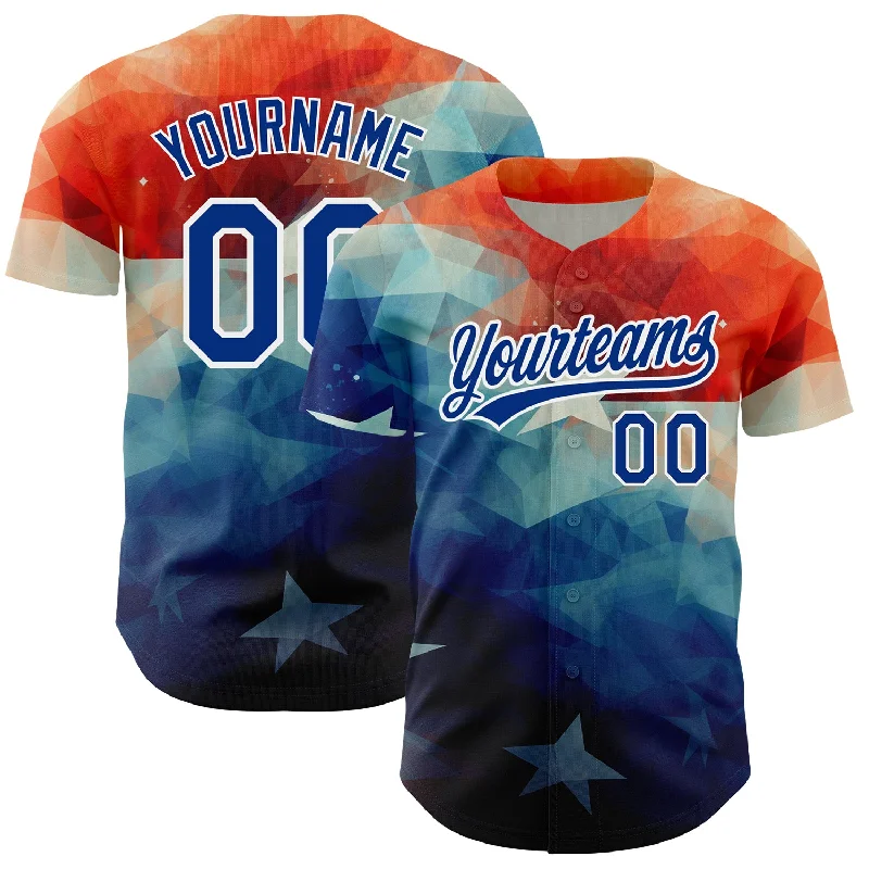 Baseball Jersey for Official Team Jerseys-Custom Red Royal-White 3D American Flag Patriotic Authentic Baseball Jersey