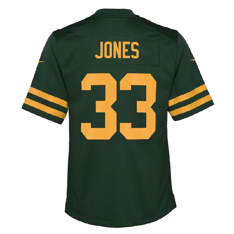 Rugby Jersey for Rugby-Themed Birthday Gifts-GB.Packers #33 Aaron Jones Green Alternate Game Player Jersey Stitched American Football Jerseys