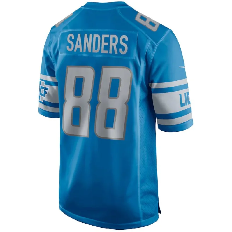 Rugby Jersey for Official Rugby Fan Gear-D.Lions #88 Charlie Sanders Blue Game Retired Player Jersey Stitched American Football Jerseys