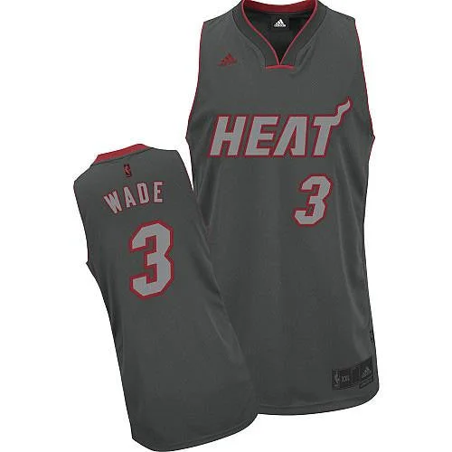 Basketball Jersey for Custom Team Colors-Heat #3 Dwyane Wade Grey Graystone Fashion Stitched Basketball Jersey