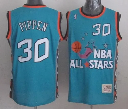 Basketball Jersey for International Basketball Fans-Mitchell And Ness Bulls #30 Scottie Pippen Light Blue 1996 All star Stitched Basketball Jersey