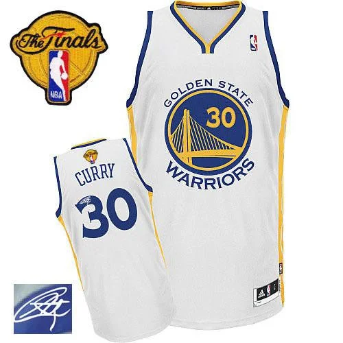 Basketball Jersey for Basketball Player Apparel for Schools-Revolution 30 Autographed Warriors #30 Stephen Curry White The Finals Patch Stitched Basketball Jersey