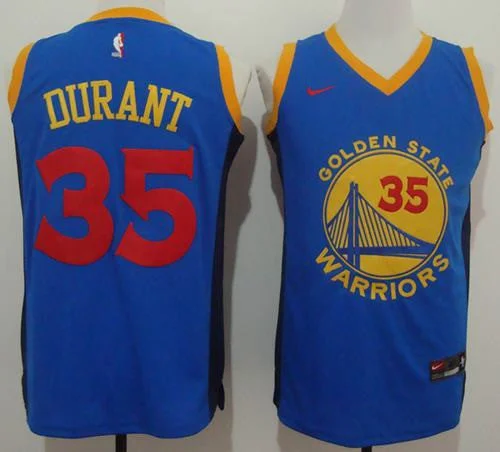 Basketball Jersey for Retro Basketball Fan Apparel-Warriors #35 Kevin Durant Blue Red No. Fashion Stitched Basketball Jersey