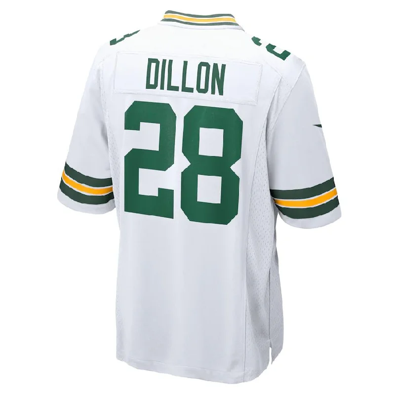 Rugby Jersey for Special Event Apparel-GB.Packers #28 AJ Dillon White Game Player Jersey Stitched American Football Jerseys