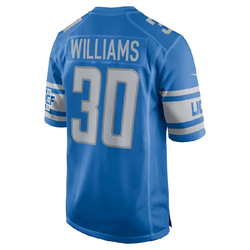 Rugby Jersey for Custom Rugby Apparel for Groups-D.Lions #30 Jamaal Williams Blue Game Player Jersey Stitched American Football Jerseys