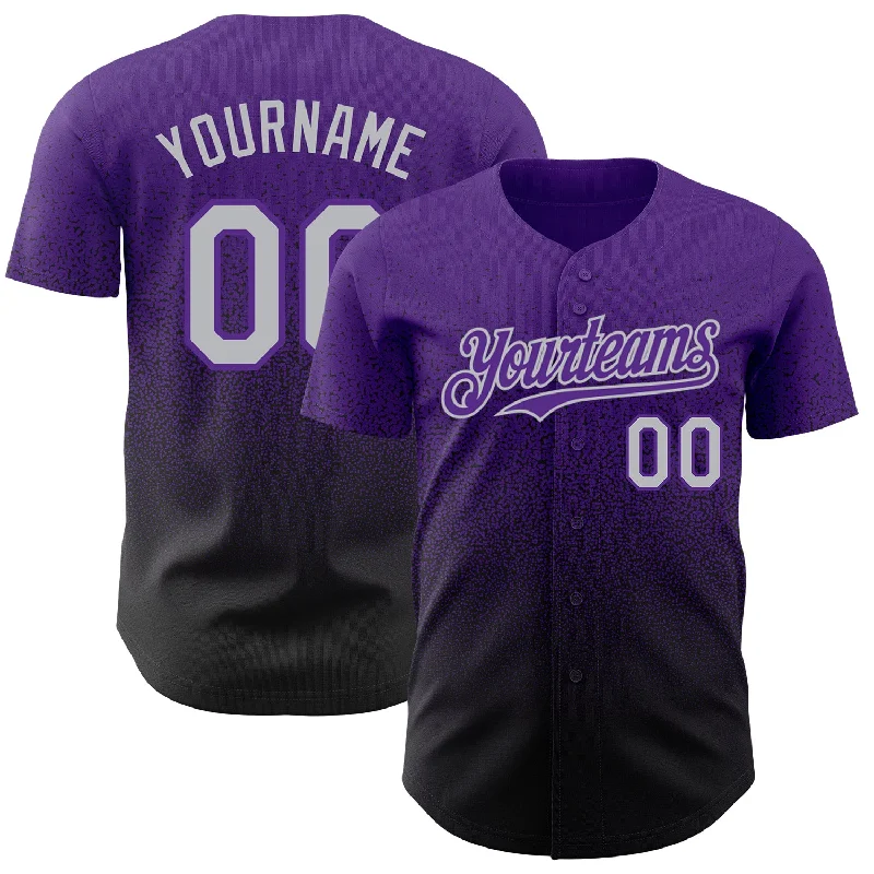 Baseball Jersey for Personalized Jerseys for Schools-Custom Purple Gray-Black Authentic Fade Fashion Baseball Jersey