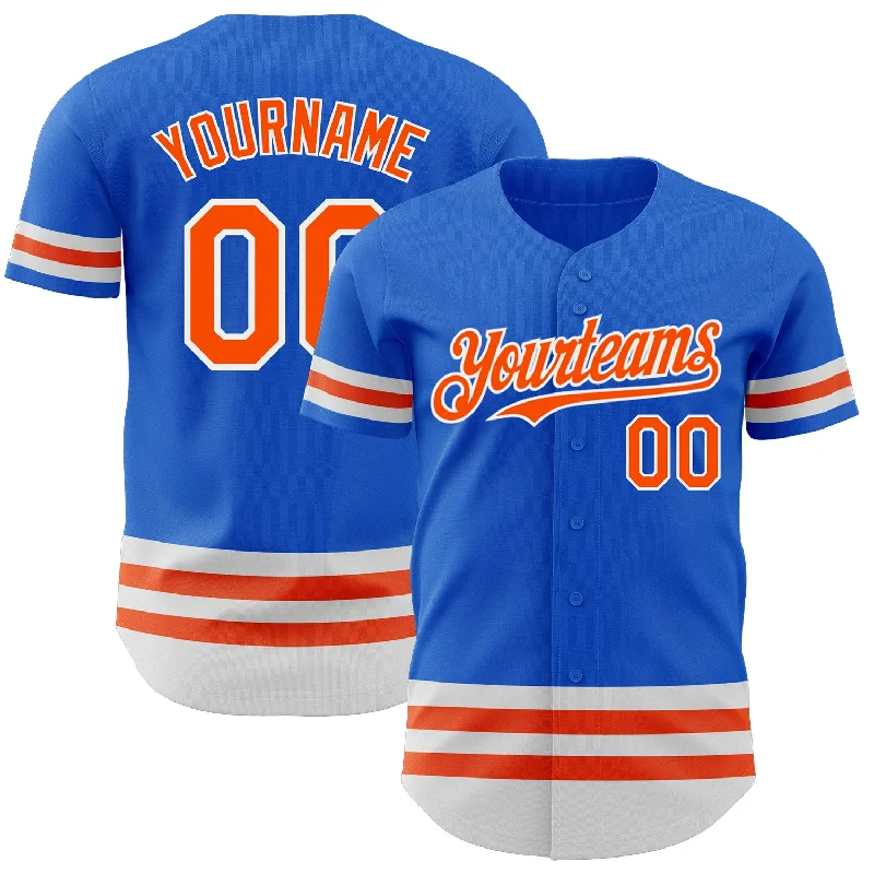 Baseball Jersey for Baseball Supporter Merchandise for Fans-Custom Thunder Blue Orange-White Line Authentic Baseball Jersey