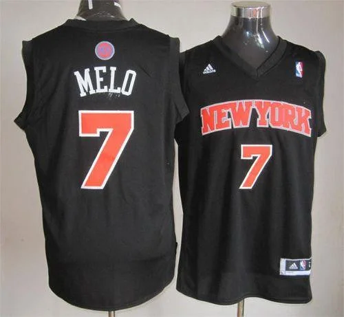 Basketball Jersey for Basketball Players’ Custom Apparel-Knicks #7 Carmelo Anthony Black Melo Fashion Stitched Basketball Jersey