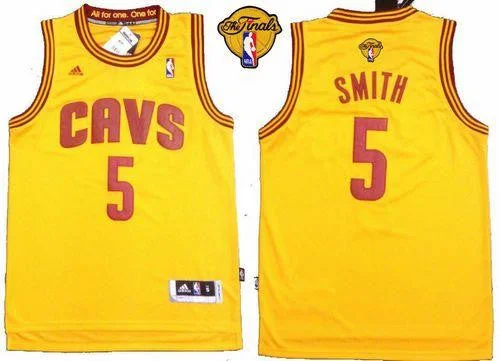 Basketball Jersey for Special Edition Basketball Fan Gear-Revolution 30 Cavaliers #5 J.R. Smith Yellow The Finals Patch Stitched Basketball Jersey