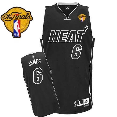 Basketball Jersey for Fundraising Events-Heat Finals Patch #6 LeBron James Black Shadow Stitched Basketball Jersey