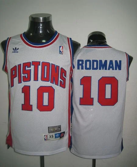 Basketball Jersey for Custom Team Logos for Fans-Throwback Pistons #10 Richard Rodman White Stitched Basketball Jersey