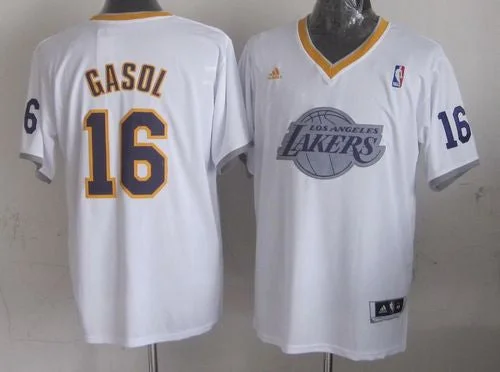 Basketball Jersey for Custom Team Uniforms for Schools-Lakers #16 Pau Gasol White 2013 Christmas Day Swingman Stitched Basketball Jersey