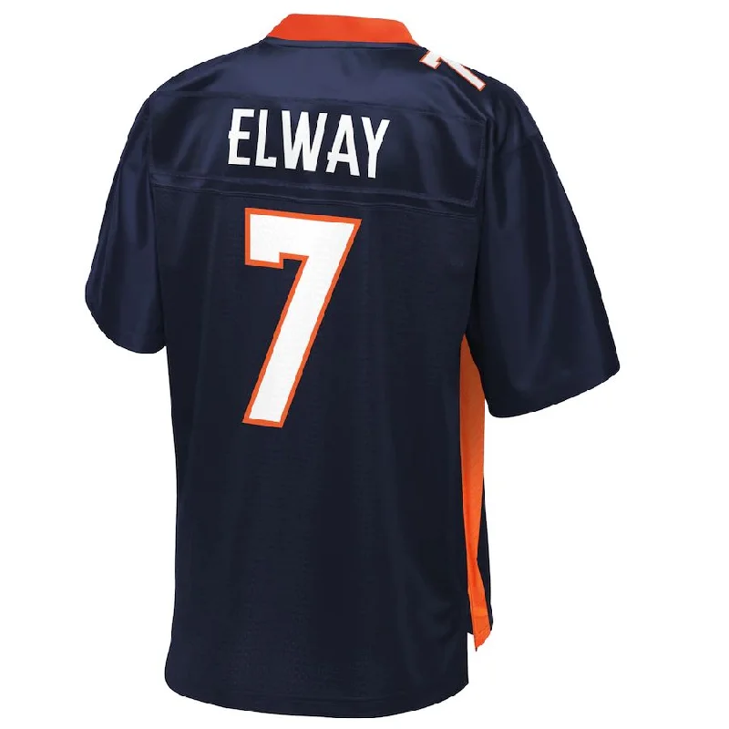 Rugby Jersey for Large Group Orders-D.Broncos #7 John Elway Pro Line Navy Replica Retired Player Jersey Stitched American Football Jerseys