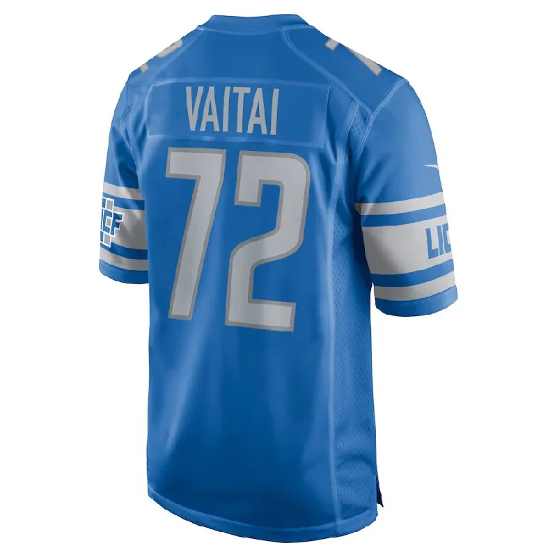 Rugby Jersey for Personalized Apparel for Rugby Fans-D.Lions #72 Halapoulivaati Vaitai Blue Game Jersey Stitched American Football Jerseys