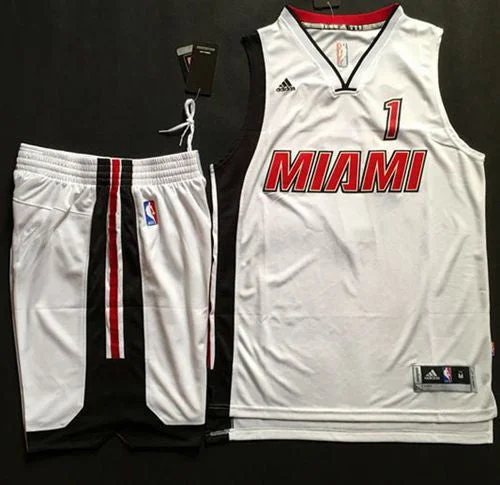 Basketball Jersey for Local School Basketball Teams-Heat #1 Chris Bosh White Throwback A Set Stitched Basketball Jersey