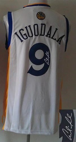 Basketball Jersey for Fun Sports Events-Revolution 30 Autographed Warriors #9 Andre Iguodala White Stitched Basketball Jersey