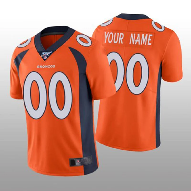 Rugby Jersey for Team Practice Gear-Custom D.Broncos Orange Vapor Limited 100th Season Jersey Stitched Jersey American Football Jerseys