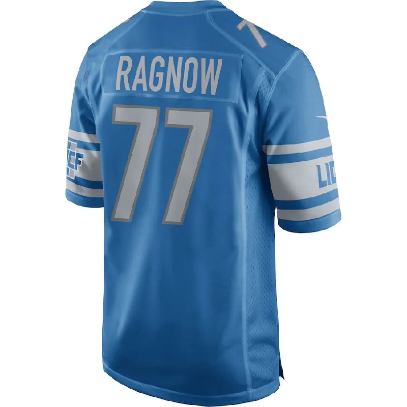 Rugby Jersey for Retro Rugby Fan Gear-D.Lions #77 Frank Ragnow Blue Game Jersey Stitched American Football Jerseys