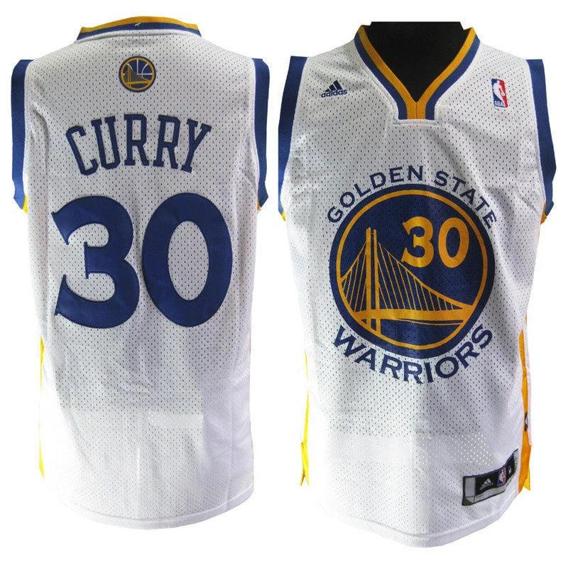 Basketball Jersey for Promotional Basketball Merchandise-Warriors #30 Stephen Curry White Stitched Basketball Jersey