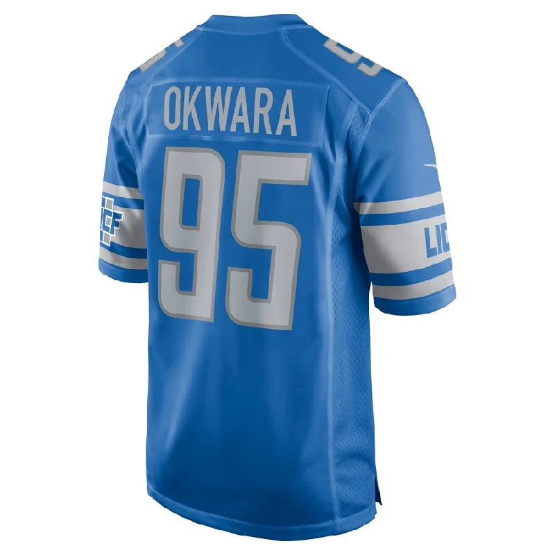 Rugby Jersey for Personalized Sports Apparel for Kids-D.Lions #95 Romeo Okwara Blue Game Jersey Stitched American Football Jerseys