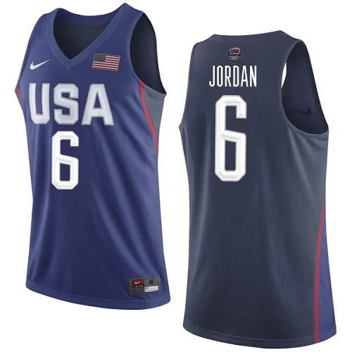 Basketball Jersey for Large Group Orders-Team USA #6 DeAndre Jordan Navy Blue 2016 Dream Team Game Basketball Jersey