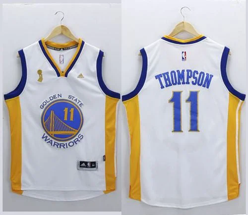 Basketball Jersey for Local Basketball Leagues-Warriors #11 Klay Thompson White New Champions Stitched Basketball Jersey