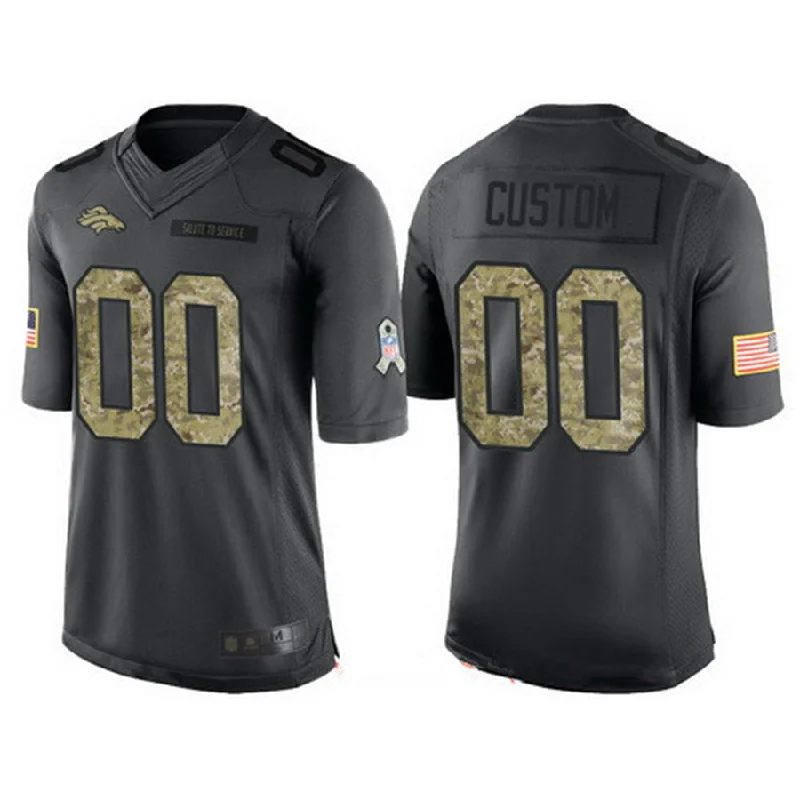 Rugby Jersey for Custom Graphics and Designs-Custom D.Broncos Anthracite Camo 2016 Salute To Service Veterans Day Limited Jersey Stitched Jersey American Football Jerseys