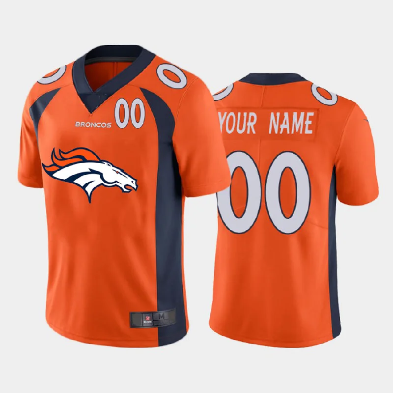 Rugby Jersey for Personalized Fan Gifts-Custom D.Broncos  Orange Team Big Logo Number Vapor Untouchable Limited Jersey Stitched Jersey American Football Jerseys