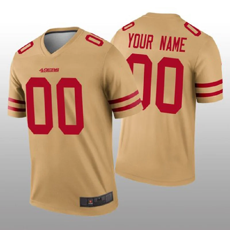 Rugby Jersey for Exclusive Rugby Gear for Fans-Custom SF.49ers Gold Inverted Legend Jersey Stitched American Football Jerseys