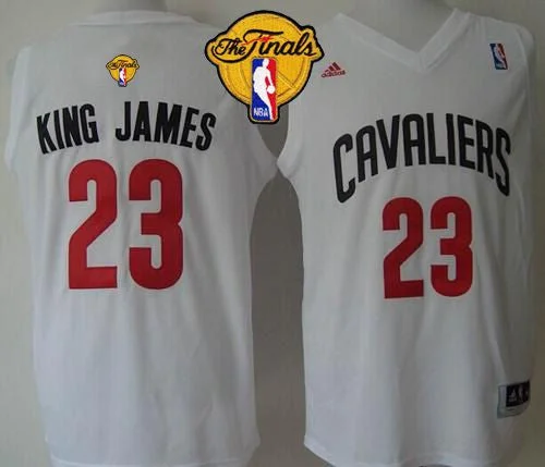 Basketball Jersey for Basketball Player Apparel for Schools-Cavaliers #23 LeBron James White "King James" The Finals Patch Stitched Basketball Jersey