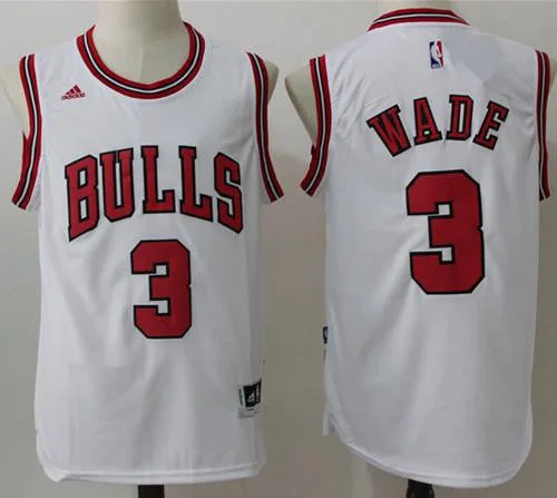 Basketball Jersey for Retro Basketball Fan Gear-Bulls #3 Dwyane Wade White Stitched Basketball Jersey