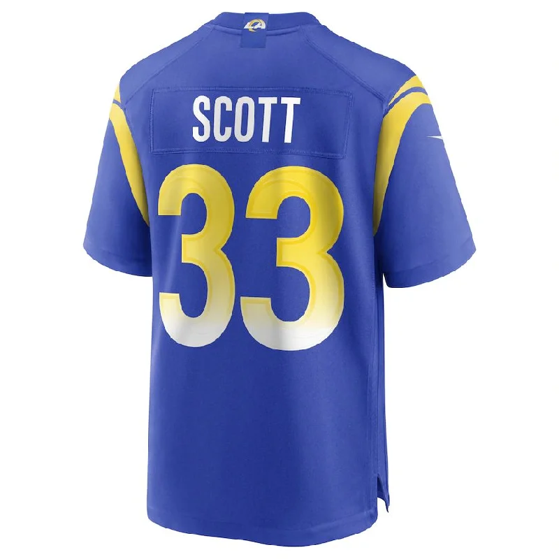 Rugby Jersey for Custom Rugby Jerseys for Tournaments-LA.Rams #33 Nick Scott Royal Game Jersey Stitched American Football Jerseys