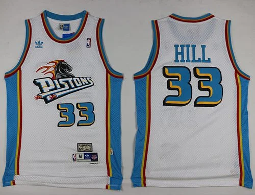 Basketball Jersey for Custom Fan Apparel for Local Teams-Pistons #33 Grant Hill White Throwback Stitched Basketball Jersey