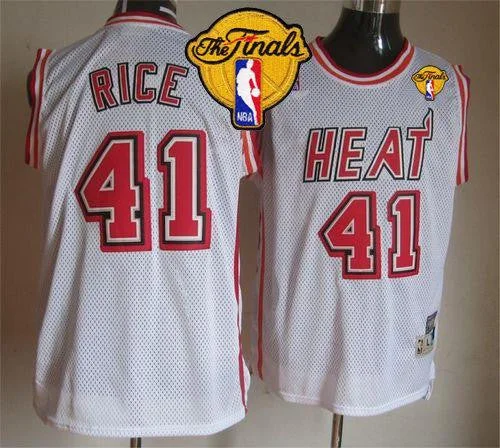 Basketball Jersey for Fun Family Games-Heat #41 Glen Rice White Throwback Finals Patch Stitched Basketball Jersey