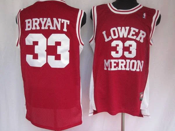 Basketball Jersey for Custom Team Apparel for Schools-Lakers #33 Kobe Bryant Stitched Red Lower Merion High School Basketball Jersey