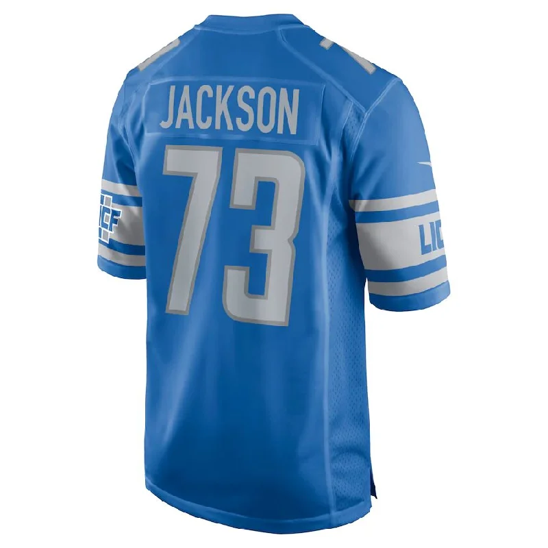 Rugby Jersey for Fun Local Events and Tournaments-D.Lions #73 Jonah Jackson Blue Game Jersey Stitched American Football Jerseys