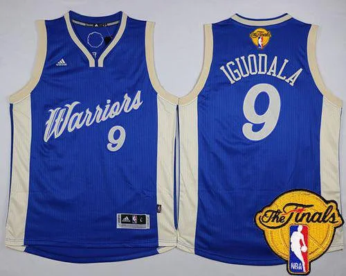 Basketball Jersey for Basketball Gear for Competitions-Warriors #9 Andre Iguodala Blue 2015-2016 Christmas Day The Finals Patch Stitched Basketball Jersey