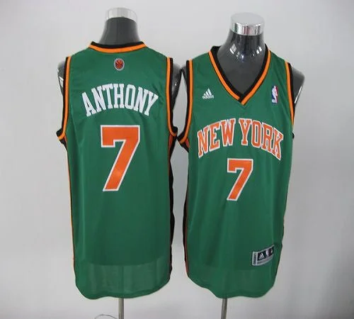 Basketball Jersey for Custom Team Apparel for Schools-Knicks #7 Carmelo Anthony Green Stitched Basketball Jersey