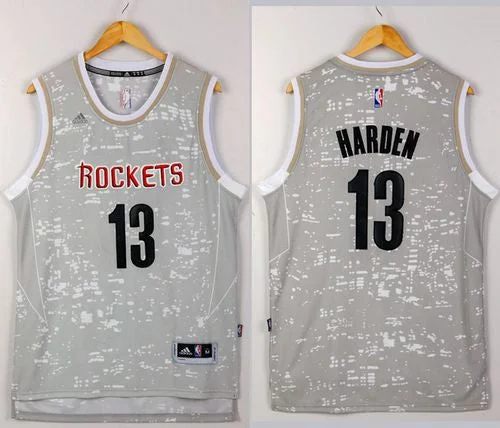 Basketball Jersey for Team Uniforms-Rockets #13 James Harden Grey City Light Stitched Basketball Jersey