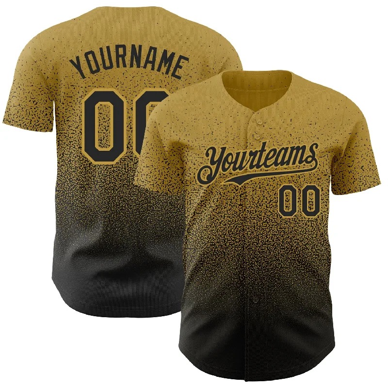 Baseball Jersey for Customized Jerseys for Baseball Fans-Custom Old Gold Black Authentic Fade Fashion Baseball Jersey