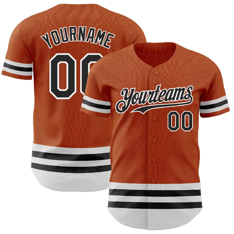 Baseball Jersey for College Baseball Teams-Custom Texas Orange Black-White Line Authentic Baseball Jersey