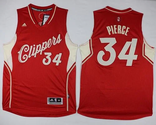 Basketball Jersey for Group Apparel for Teams-Clippers #34 Paul Pierce Red 2015-2016 Christmas Day Stitched Basketball Jersey