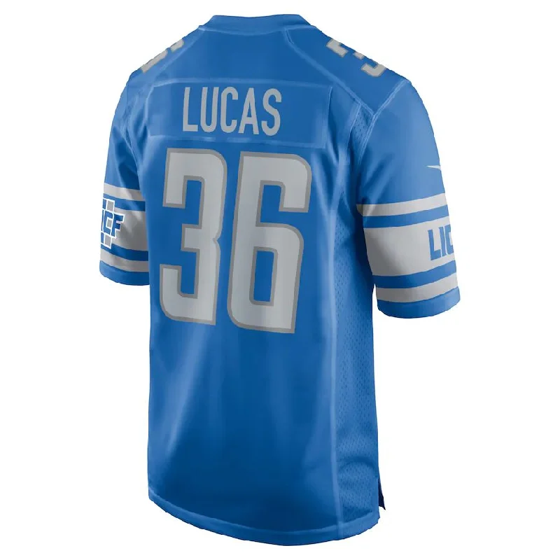 Rugby Jersey for Personalized School Jerseys-D.Lions #36 Chase Lucas Blue Player Game Jersey Stitched American Football Jerseys