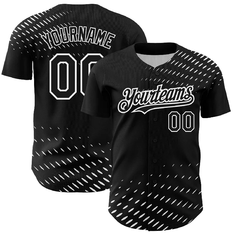 Baseball Jersey for Baseball Apparel for All Ages-Custom Black White 3D Pattern Design Halftone Authentic Baseball Jersey