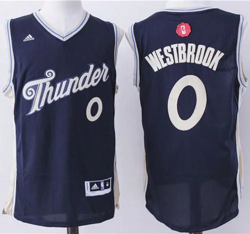 Basketball Jersey for Gift Ideas for Basketball Fans-Thunder #0 Russell Westbrook Navy Blue 2015-2016 Christmas Day Stitched Basketball Jersey