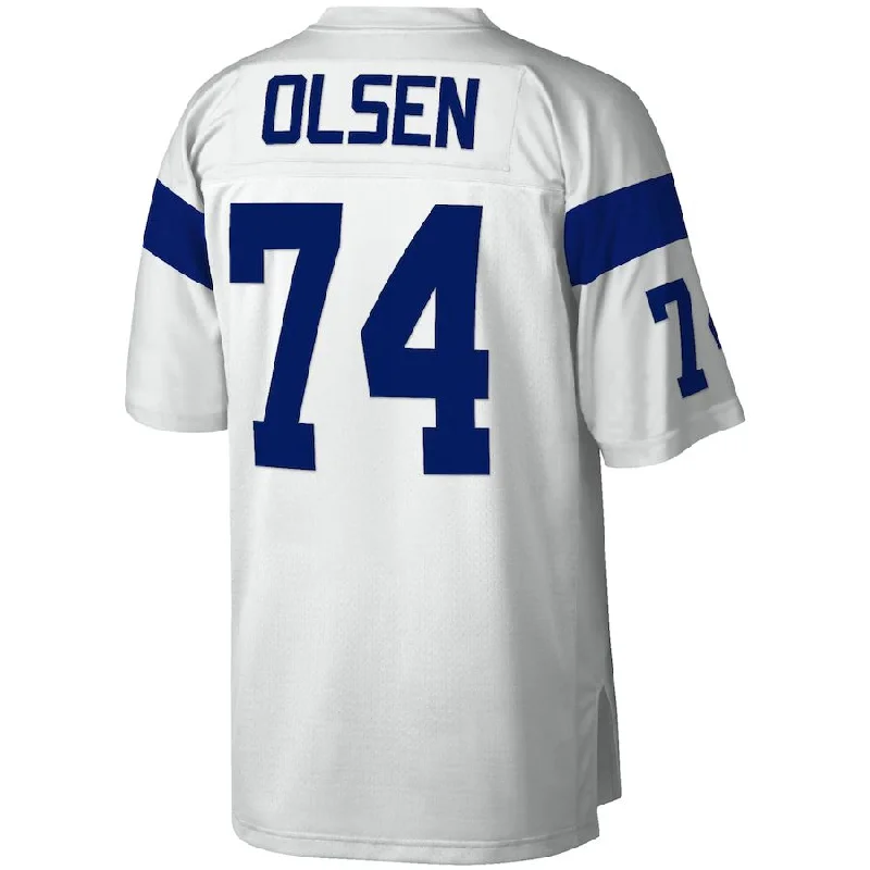 Rugby Jersey for Special Rugby Event Merchandise-LA.Rams #74 Merlin Olsen Mitchell & Ness White 1969 Legacy Replica Jersey Stitched American Football Jerseys