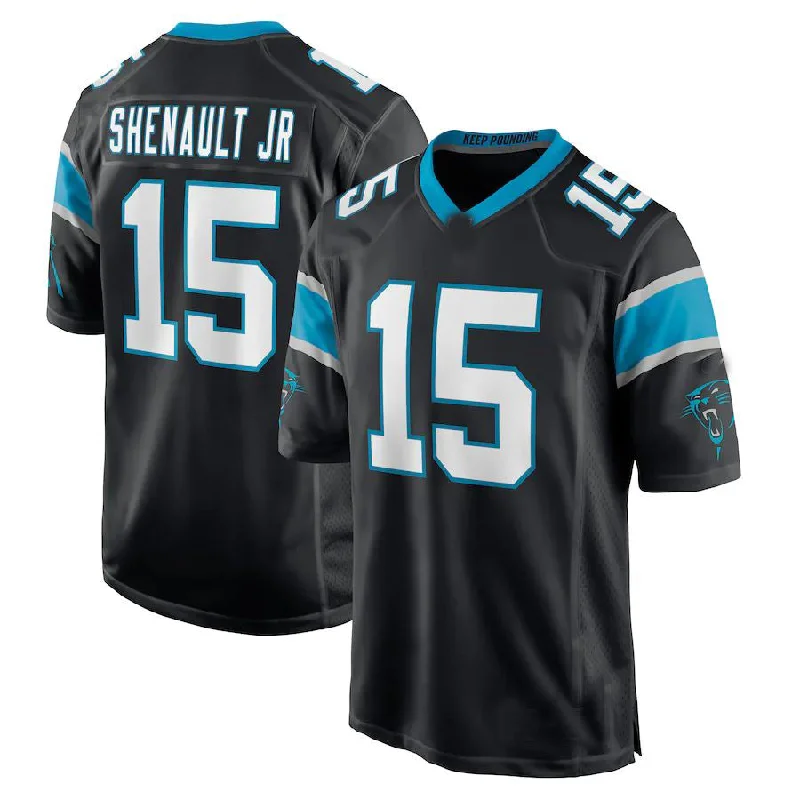 Rugby Jersey for Fan Club Apparel-C.Panthers #15 Laviska Shenault Jr. Black Game Player Jersey Stitched American Football Jerseys