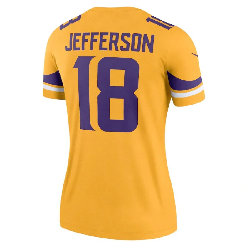 Rugby Jersey for Custom Fan Merchandise for Schools-MN.Vikings #18 Justin Jefferson Gold Inverted Legend Jersey Stitched American Football Jerseys