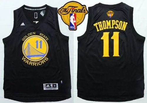 Basketball Jersey for Sports Fundraisers-Warriors #11 Klay Thompson Black Fashion The Finals Patch Stitched Basketball Jersey